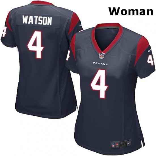Womens Nike Houston Texans 4 Deshaun Watson Game Navy Blue Team Color NFL Jersey